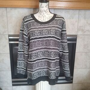 Ruff Hewn XL Sweater Gray Patterned Snowflake Wool Blend